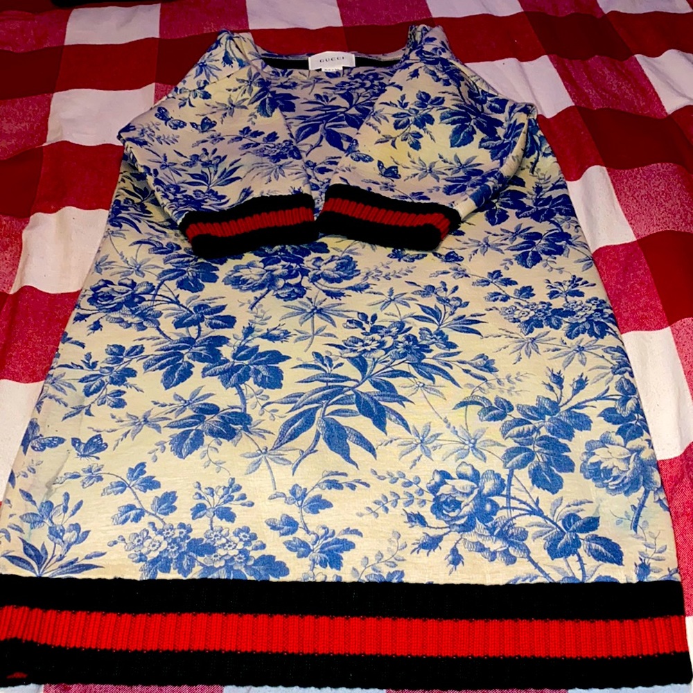 Gucci girl floral print with 3 quarter sleeves dress🔥🔥🔥